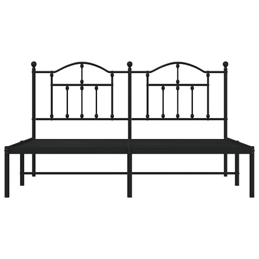 NNEVL Metal Bed Frame with Headboard Black 183x203 cm King