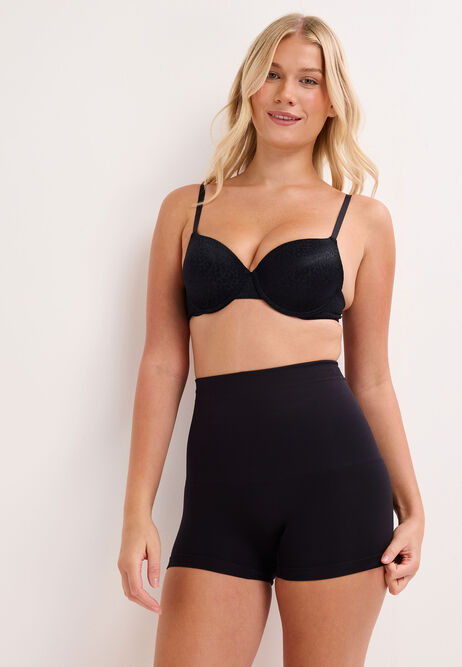 Womens Black High Waist Control Short Briefs