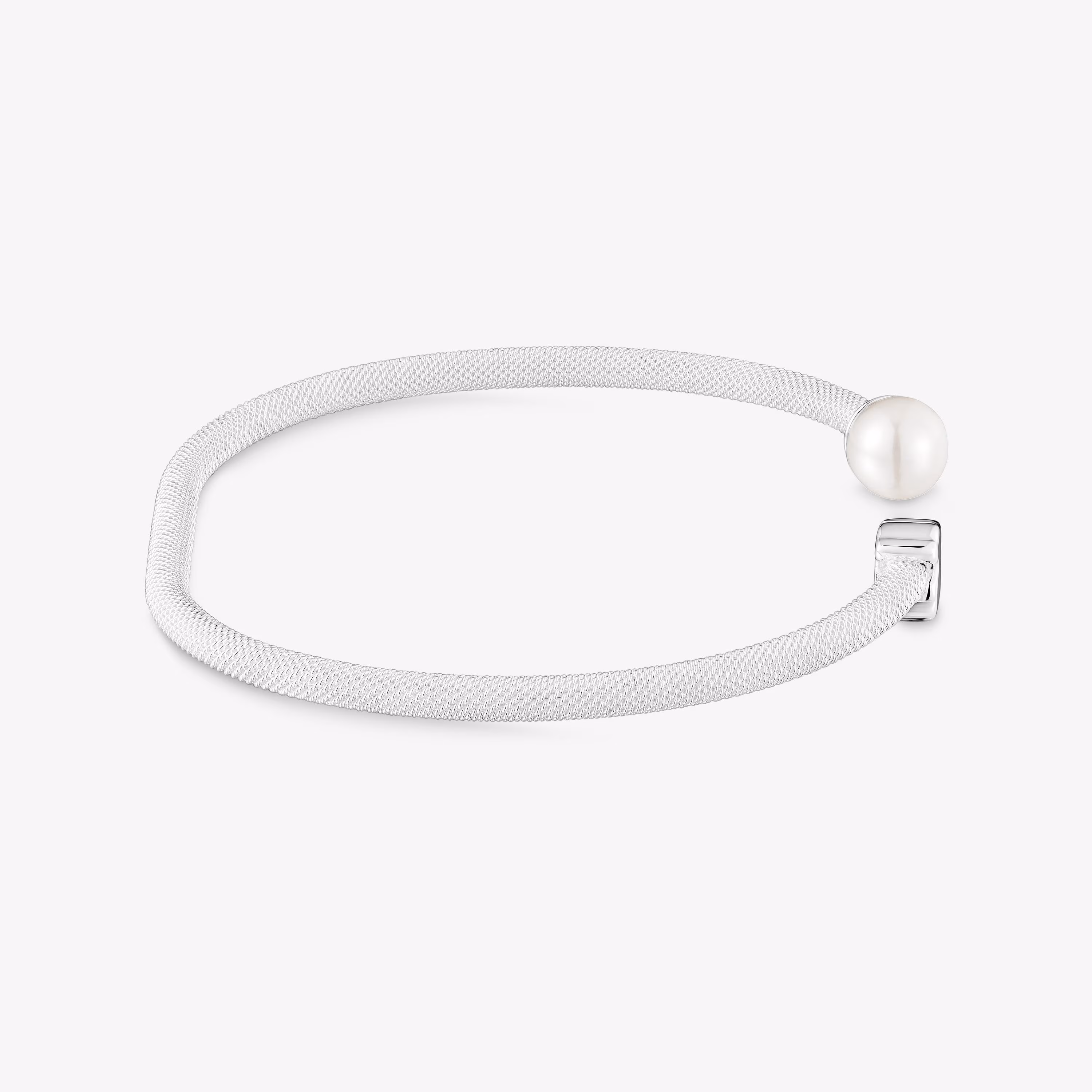 Pulsera esclava de plata y perla cultivada Icon Mesh