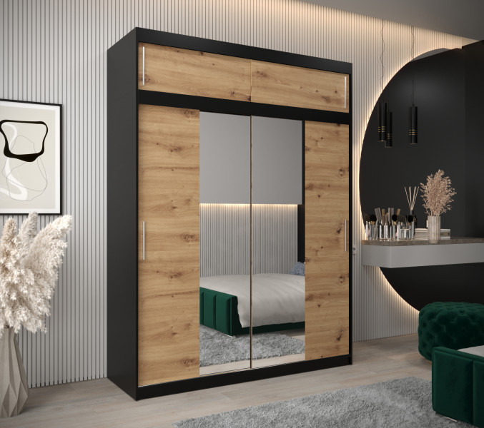 Szafa przesuwna Tokyo 1 180 czarny   artisan z nadstawką