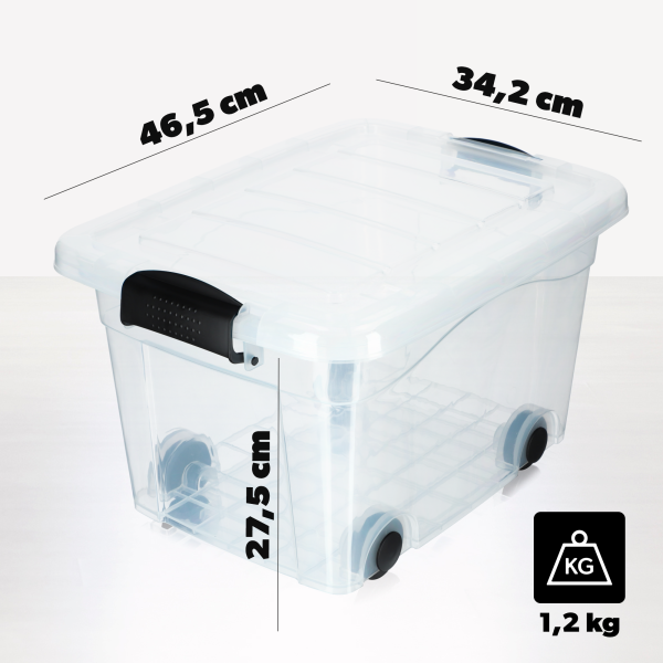 KADAX Pojemnik na kółkach 20L, transparentny