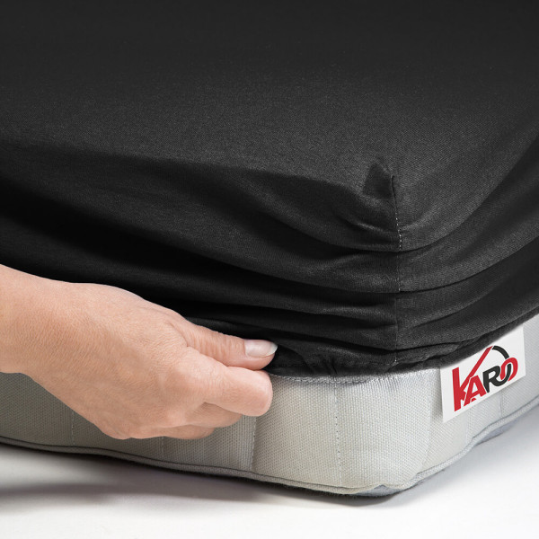 Prześcieradło jersey z gumką 90x200 czarne 044 150g/m2 KARO