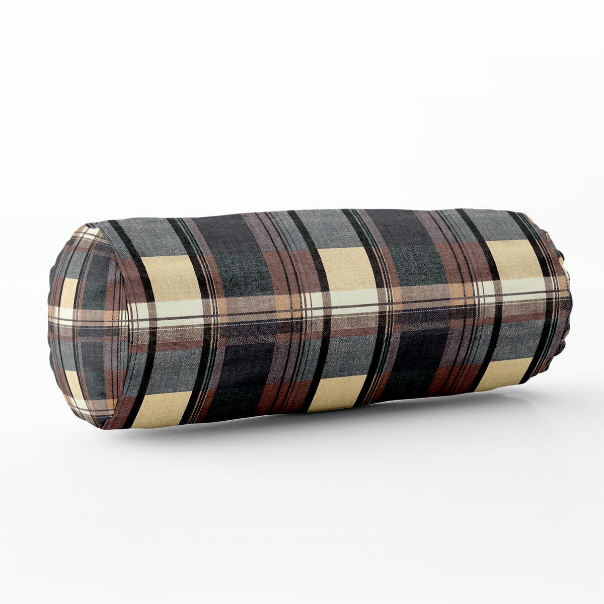 - Coussin traversin tartan polyester violet 40x15cm