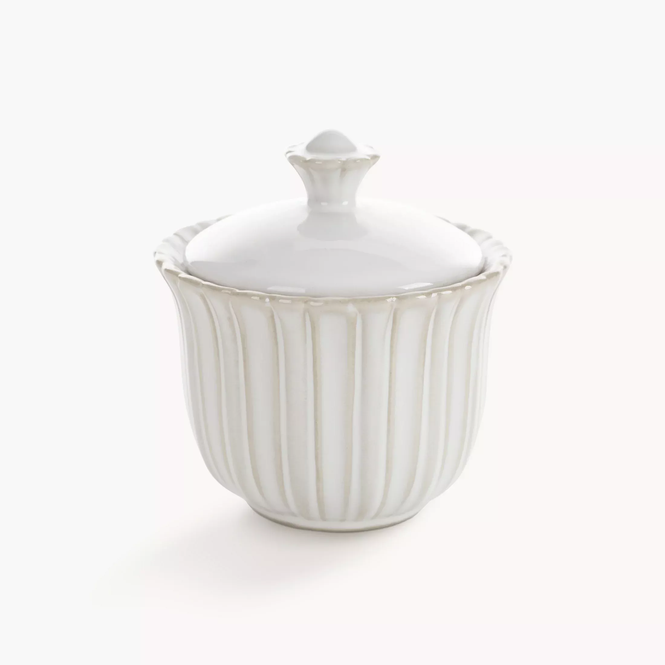 Pojemnik ceramiczny dekoracyjny kremowyz przecieranym wzorem w stylu eko 10x10x11 cm AVRIL