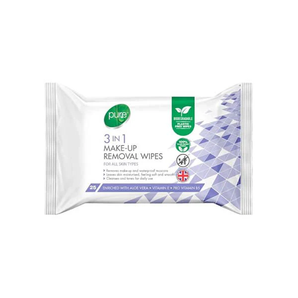 Pure 3 In 1 Make Up Removal Wipes 25s