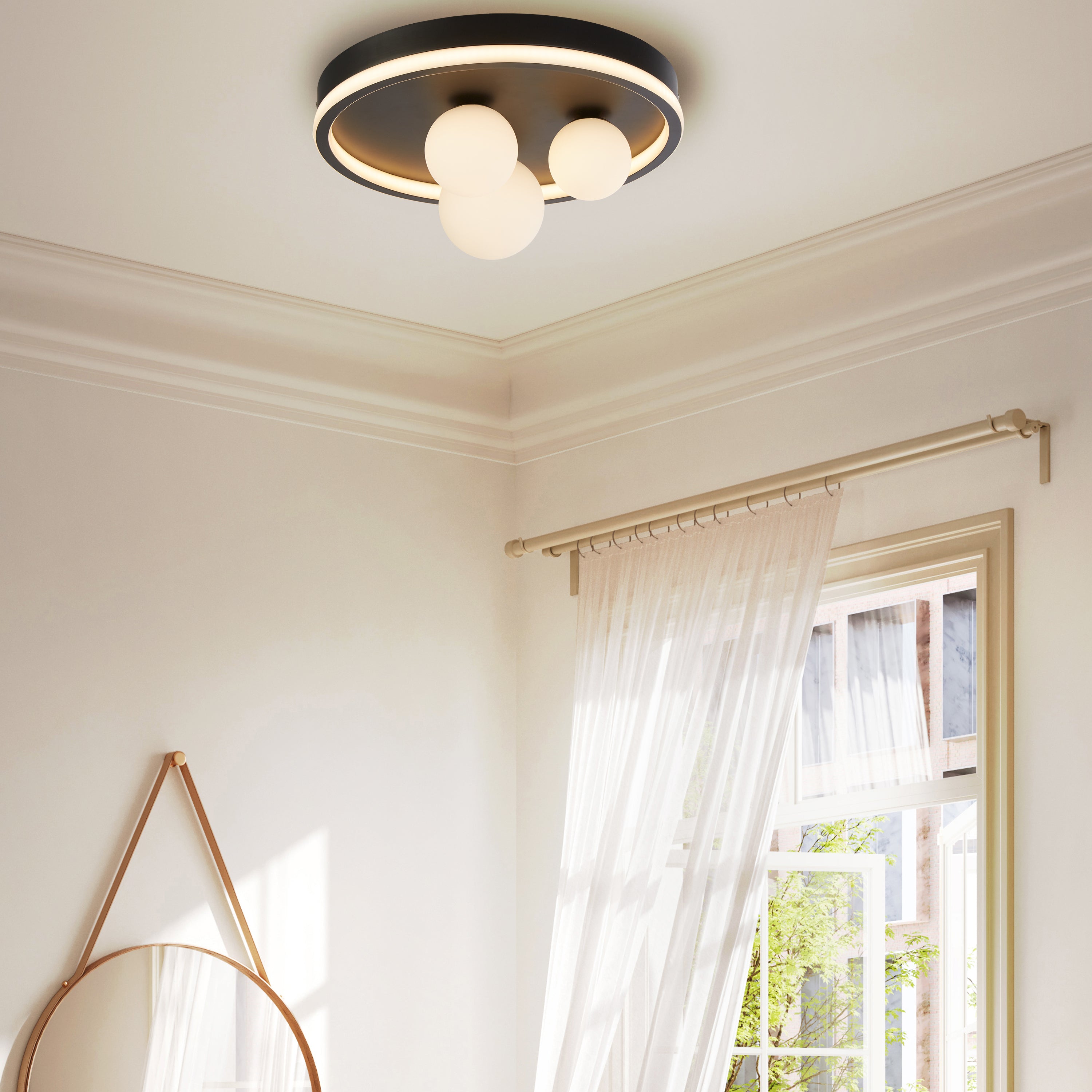 Searchlight Trident Plafondlamp - Zwart