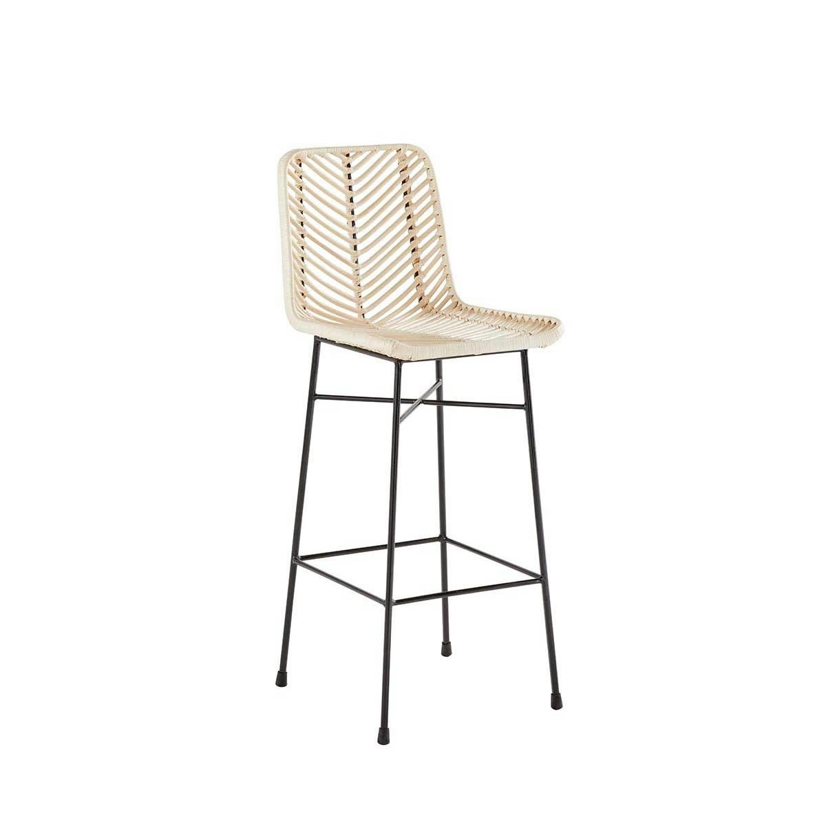 BOHEMA - Tabouret de bar en rotin et métal