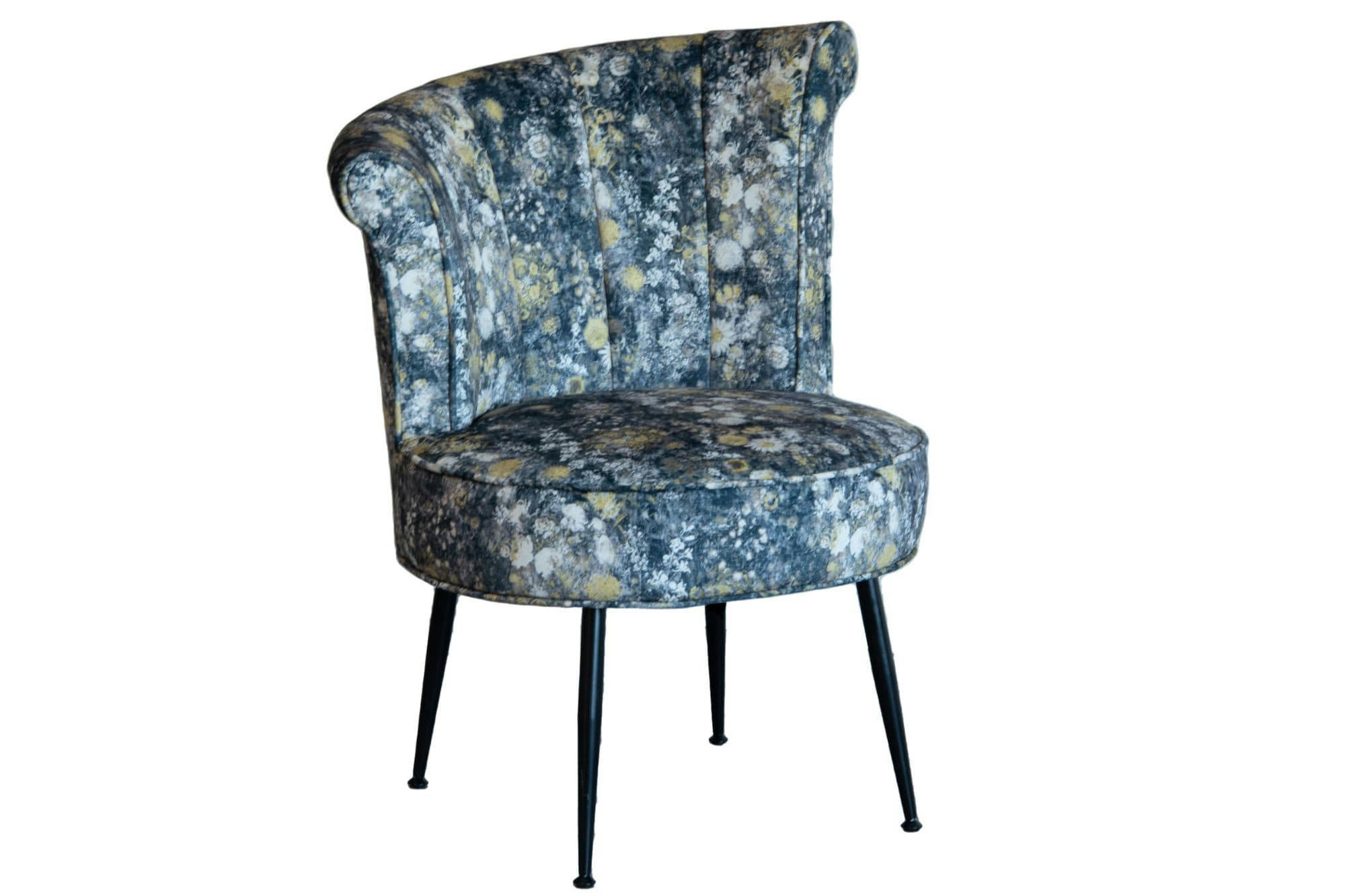 BAKER - Fauteuil vintage en velours aux motifs floraux
