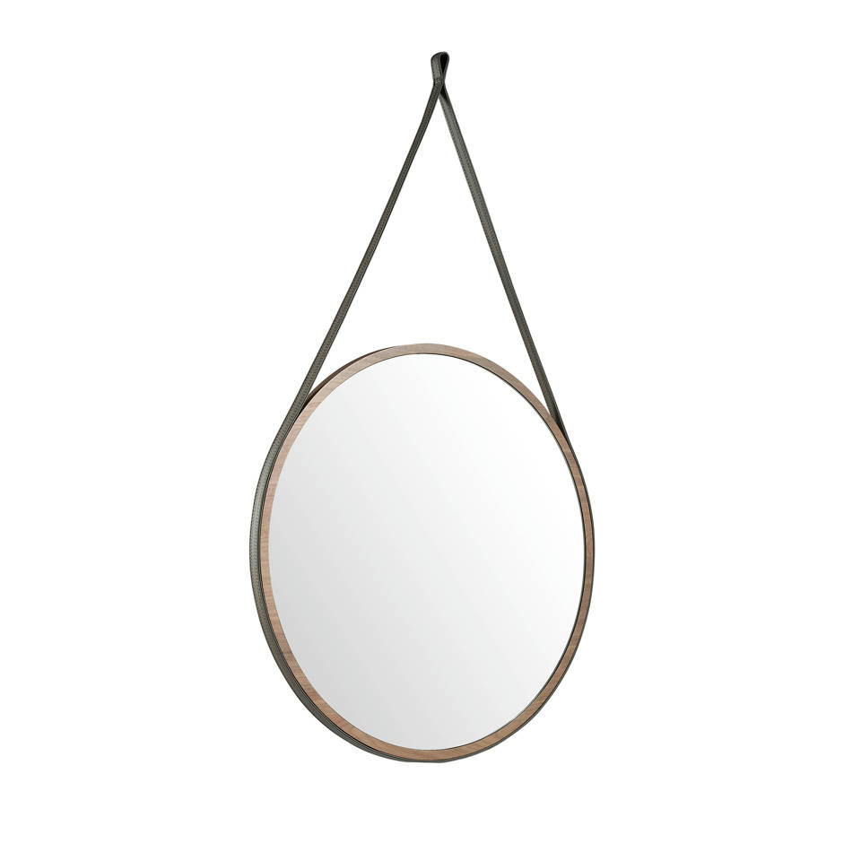 - Miroir circulaire effet bois noyer