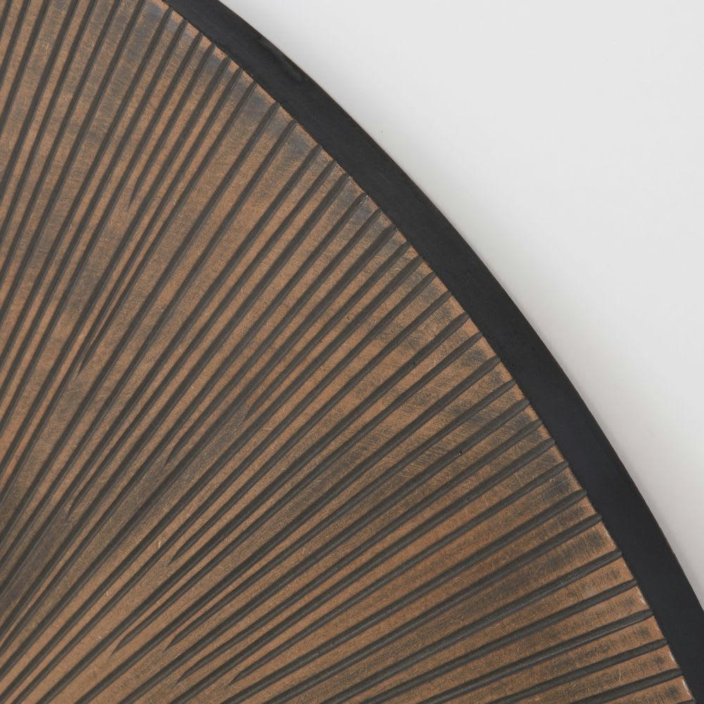 ROVIA - Déco murale ronde en bois de manguier gravé marron et noir D110