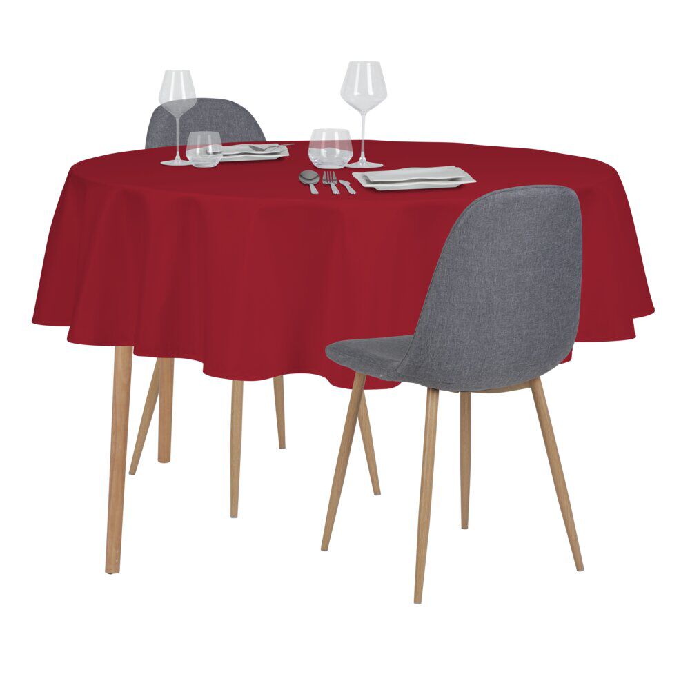 Nappe ronde tissu imperméable rouge Ø160cm