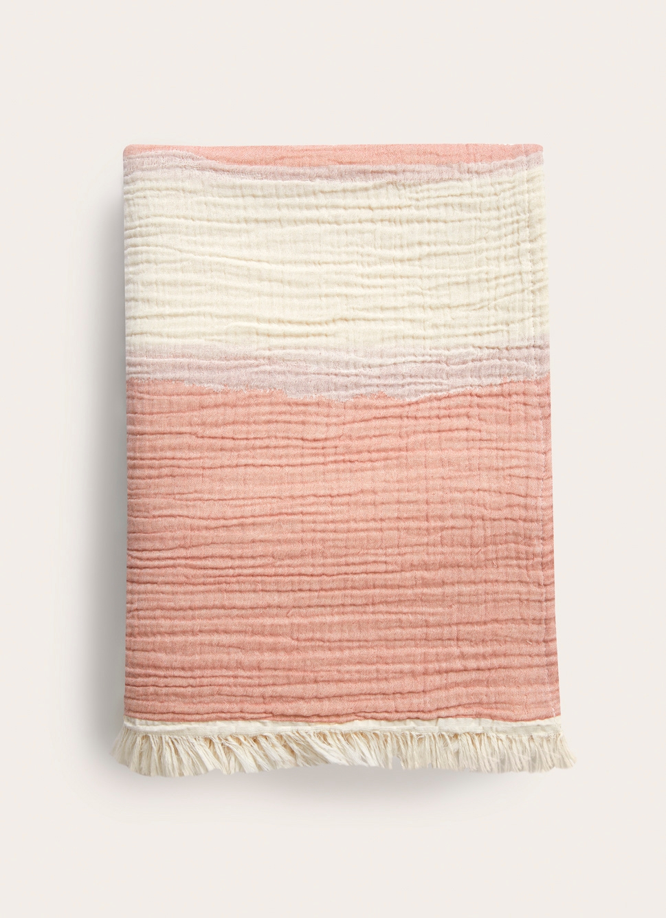 PLAID EN GAZE DE COTON RAYÉ TERRACOTTA