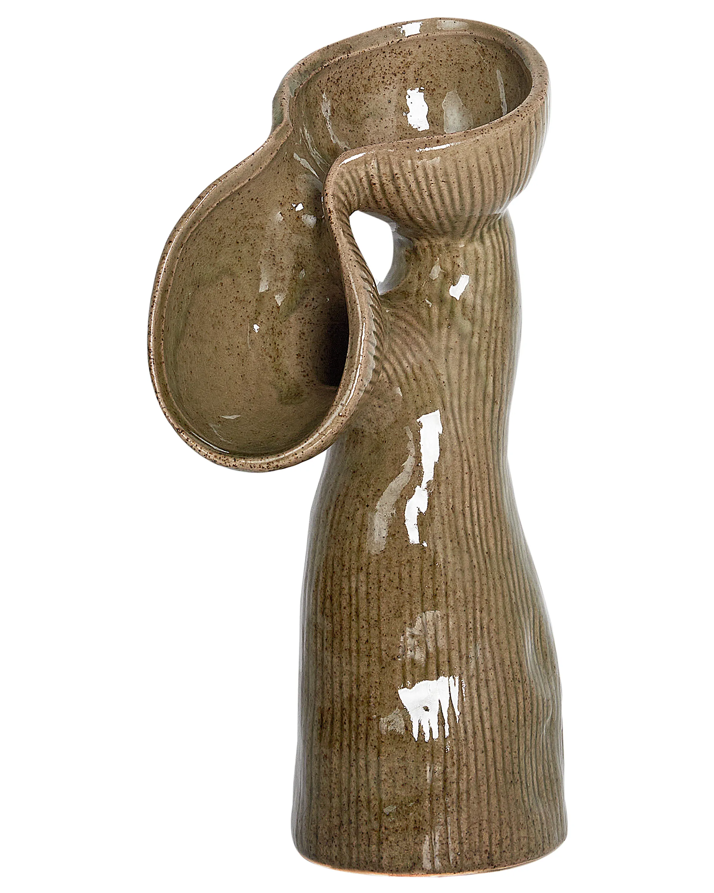 Flower Vase CALAMUS Stoneware 28 cm Green