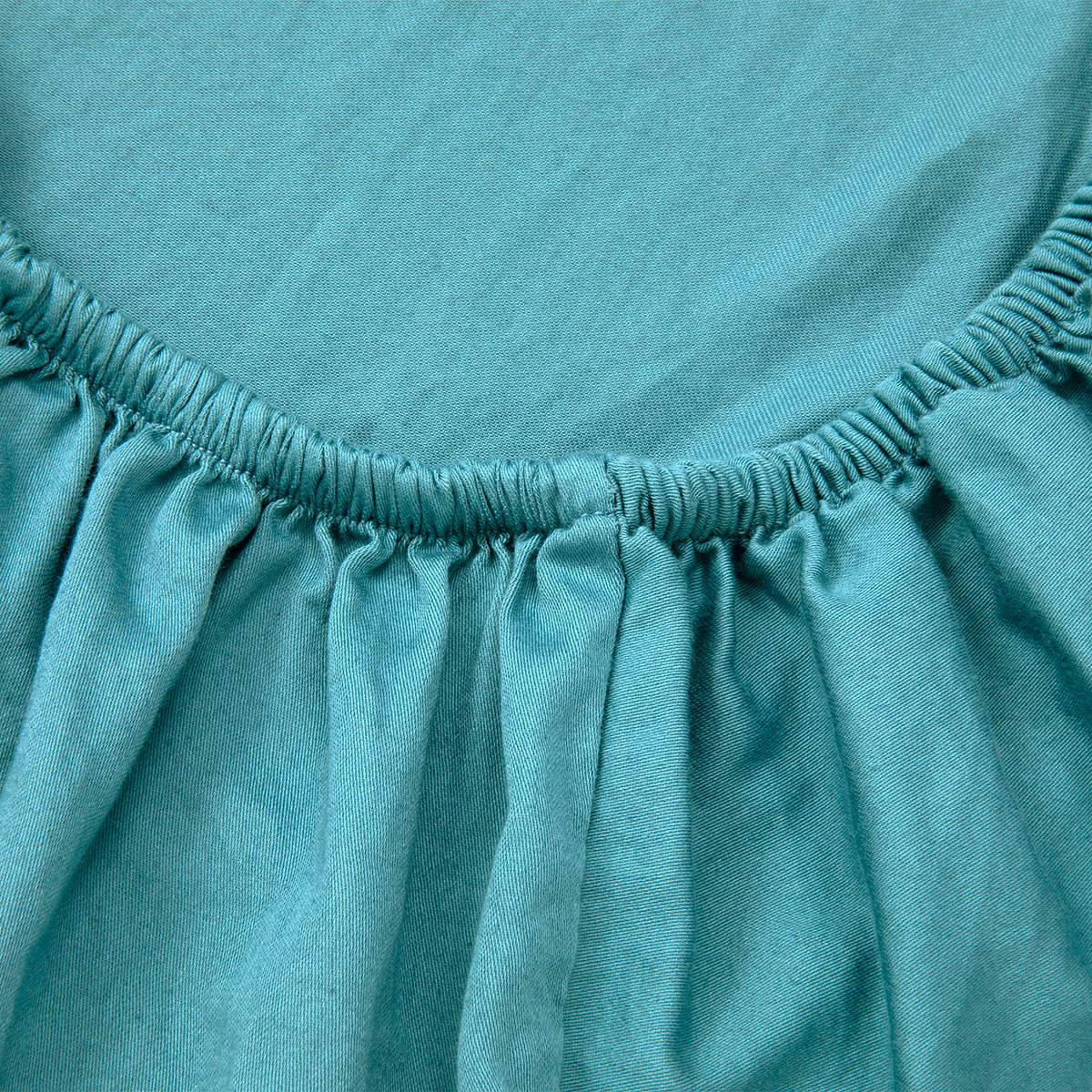 PALERME - Drap housse en satin de coton lavé bleu 180 x 200 cm