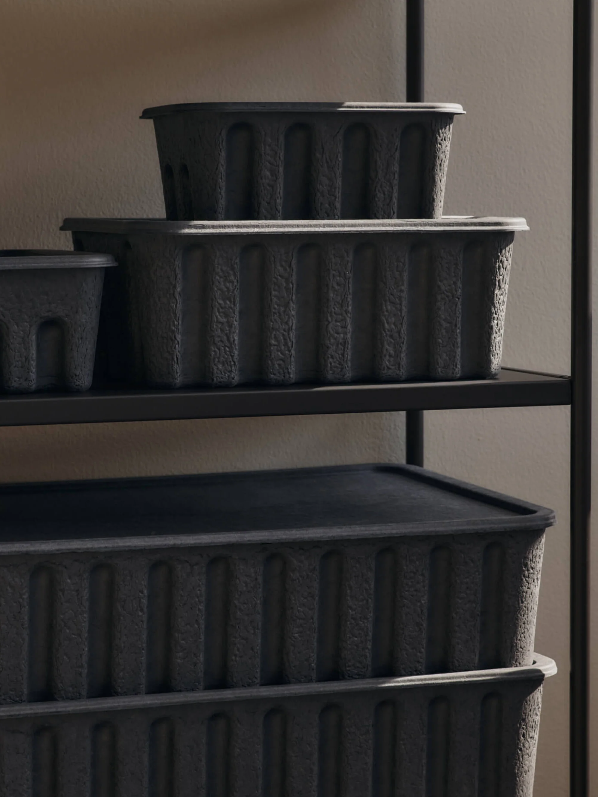 Aufbewahrungsboxen Pulp aus Papierzellstoff, T 18 cm, 2er-Set