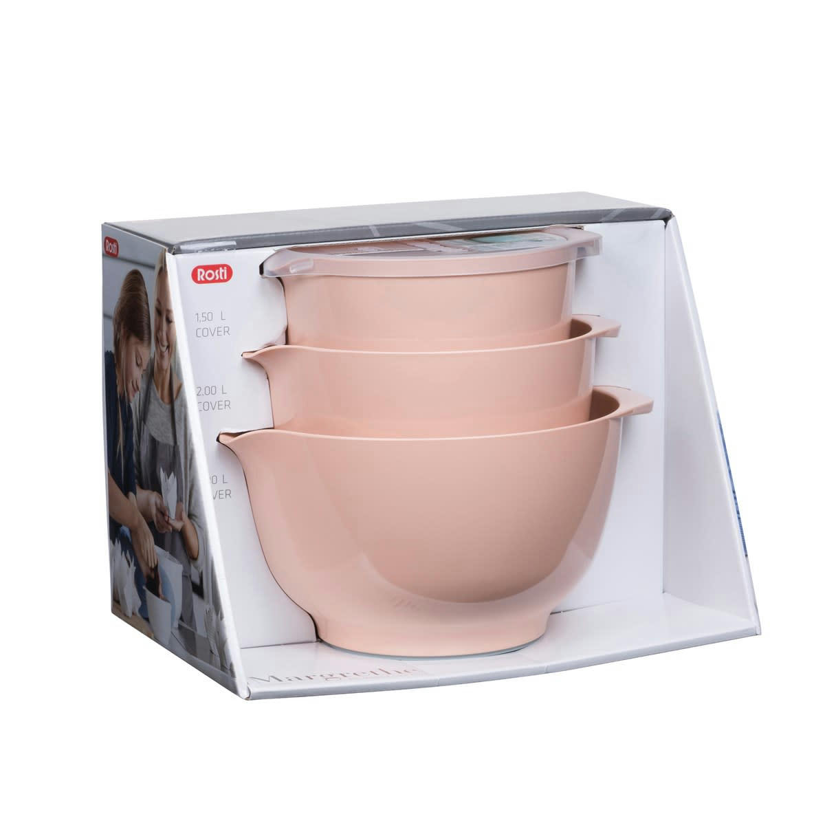 MARGRETHE - Ensemble saladiers en plastique rose pâle - Lot de 3