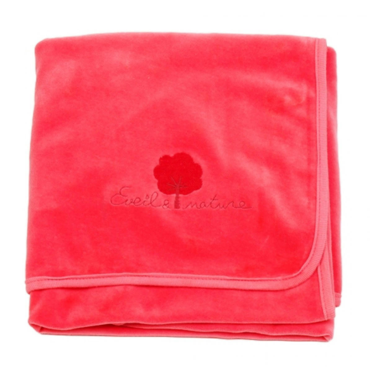 GAMME BIO UNIS - Plaid velours 75x100 cm Coton bio Corail