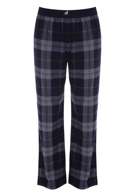 Mens Navy Check Fleece Pyjama Bottoms