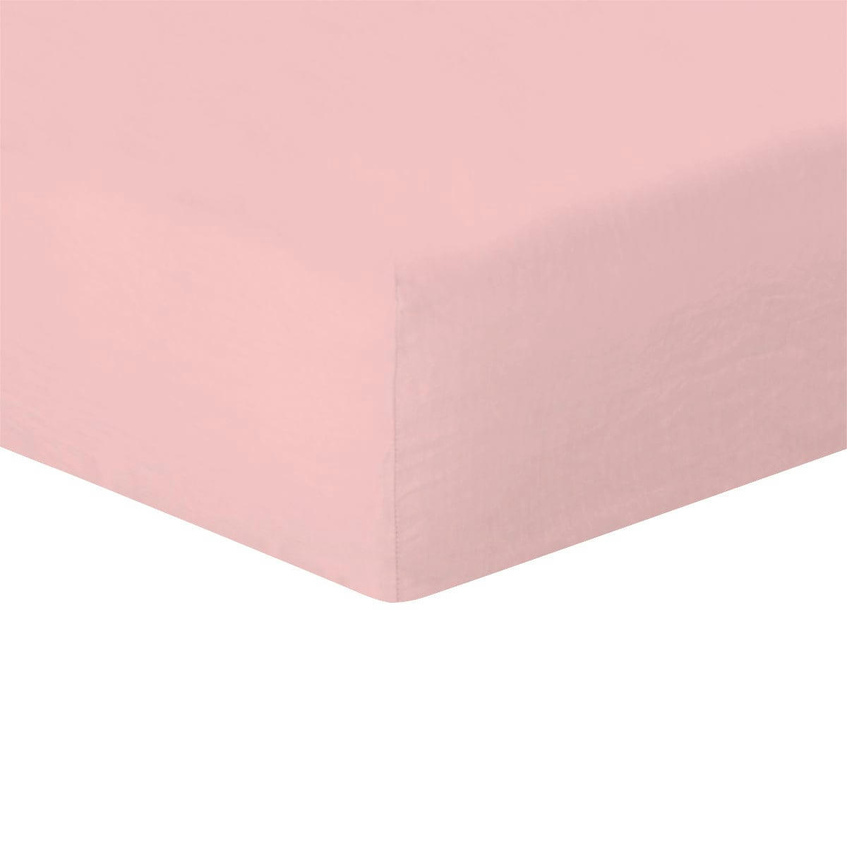 HORTENSE - Drap housse lin lavé  200x200x40 rose