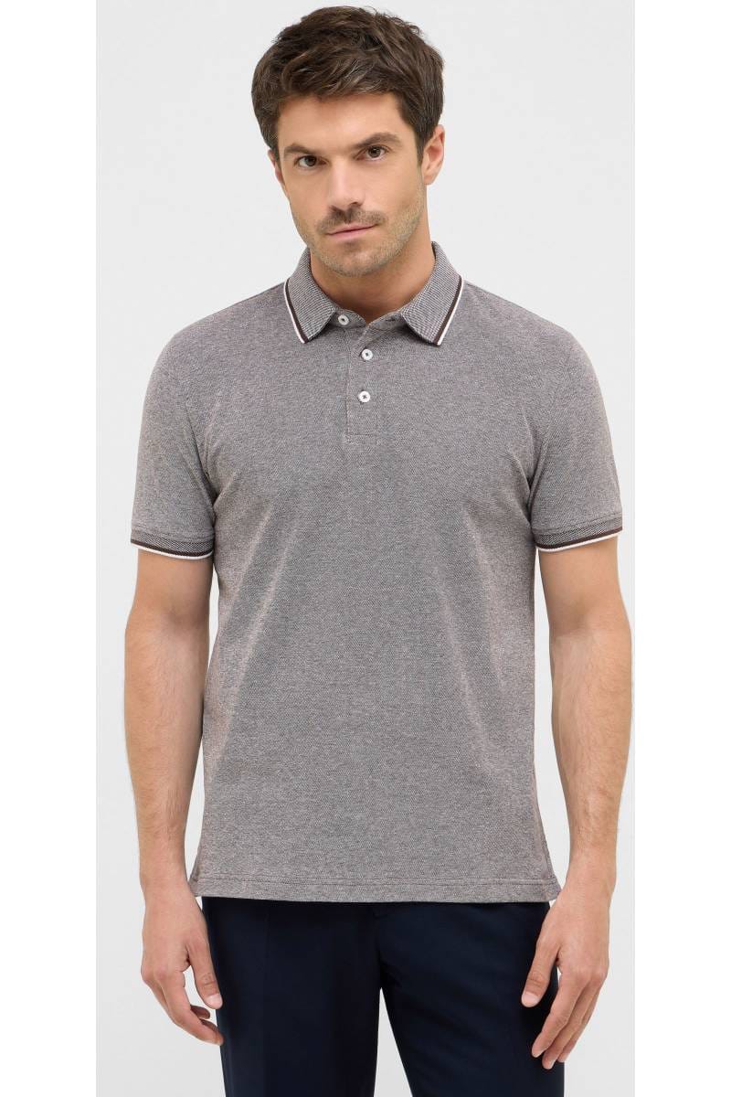 ETERNA Regular Fit Poloshirt dunkelbraun, Strukturiert