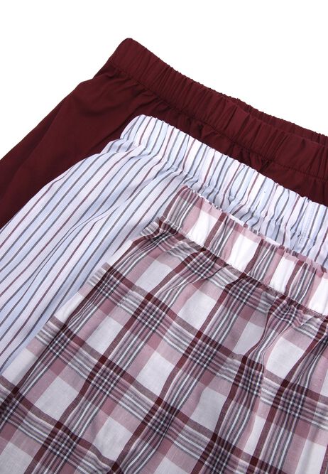Mens 3pk Blue Stripe & Check Woven Boxers