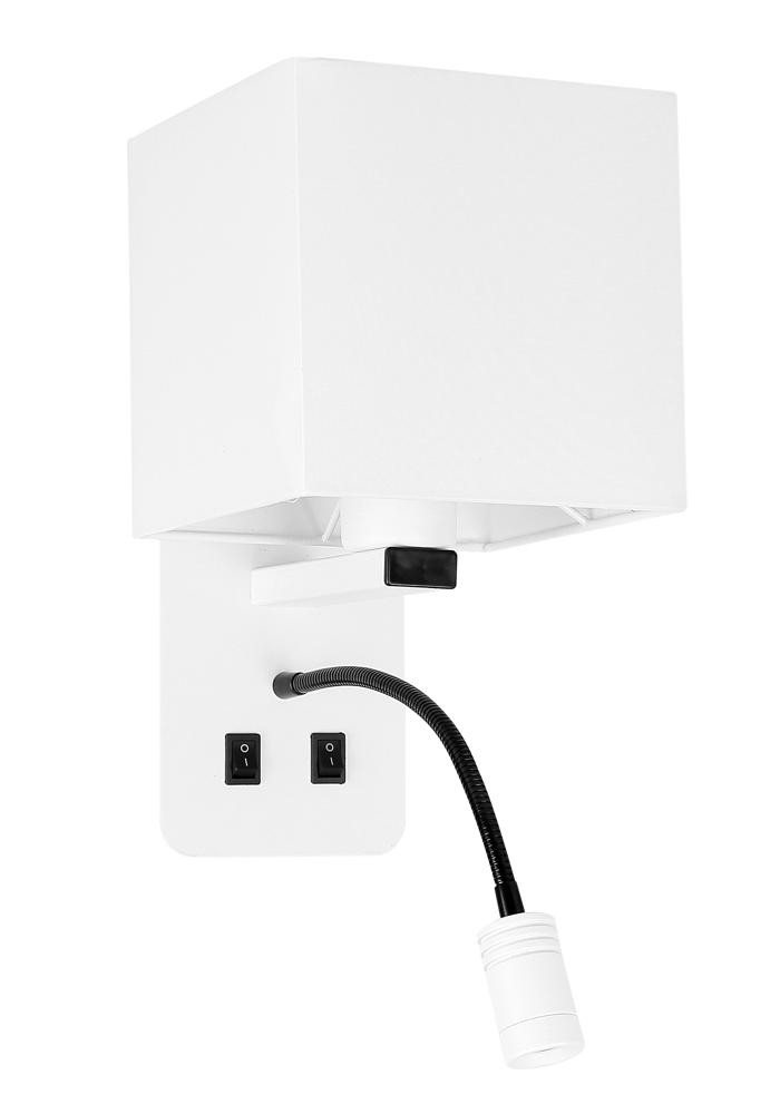 2 LAMPA magnum kinkiet prostokątny 1x40w e27 3w led abażur kwadrat biały