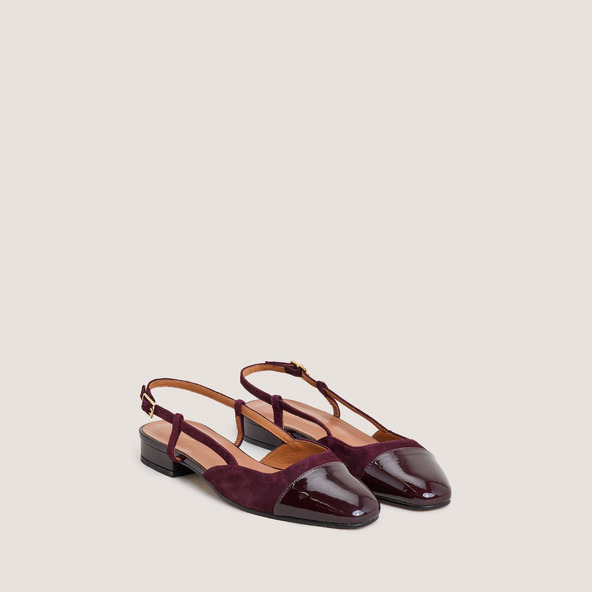Ballerines slingbacksen vernis et velours bordeaux | DHAPOU