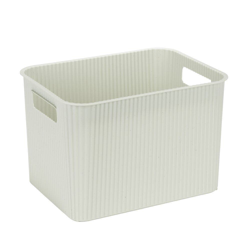 Panière de rangement 14L rectangulaire plastique blanc 35x26,5xH20cm