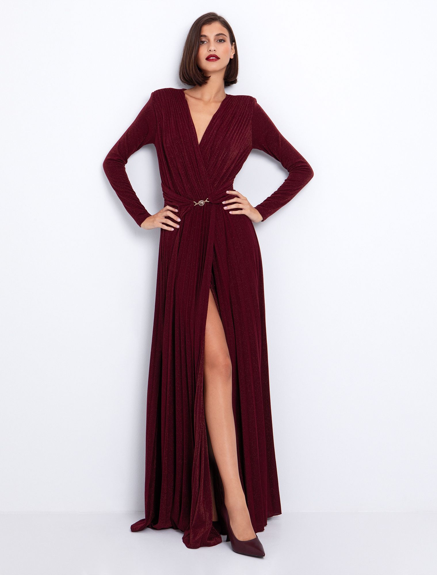 Lurex maxi φόρεμα με αγκράφα