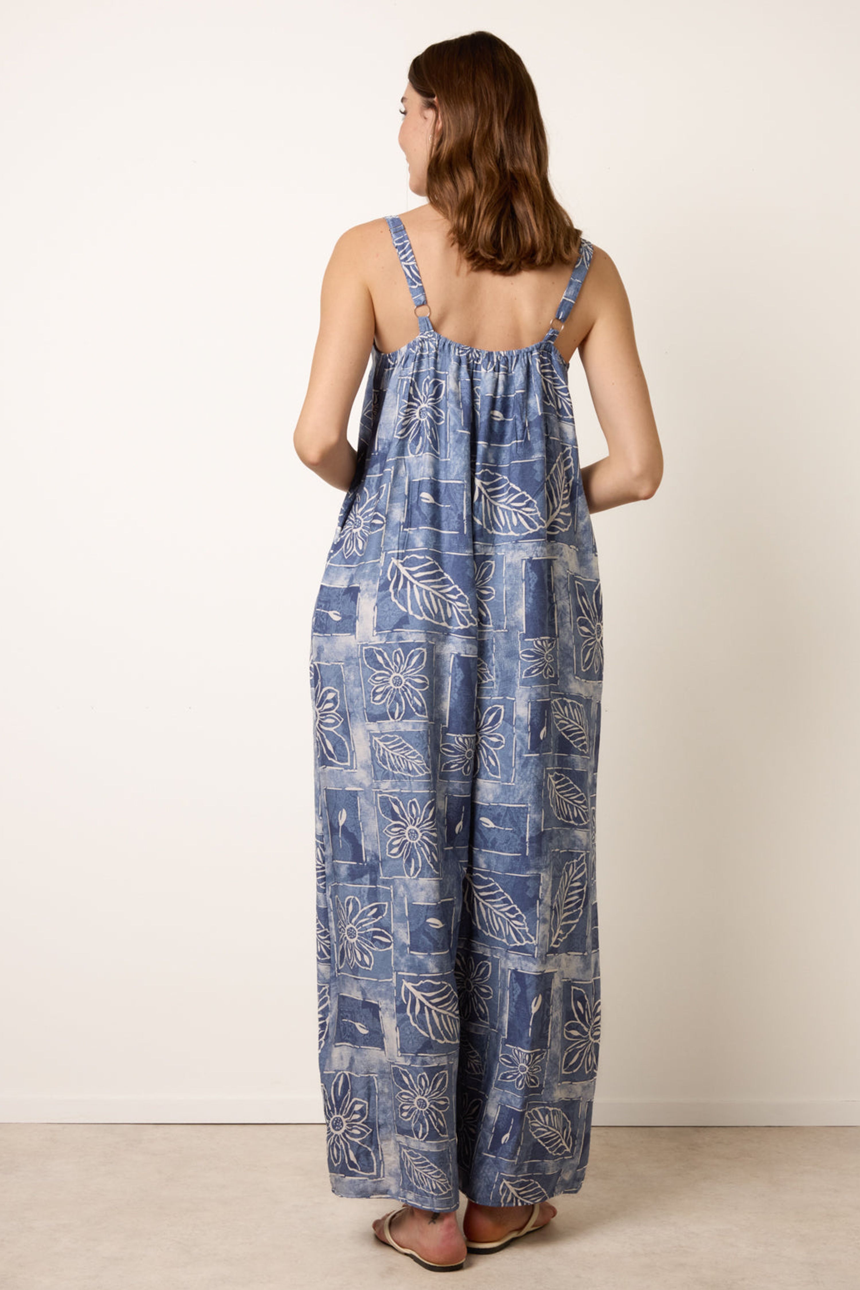 Blue Vanilla Blue Floral Printed Oversized Jumpsuit