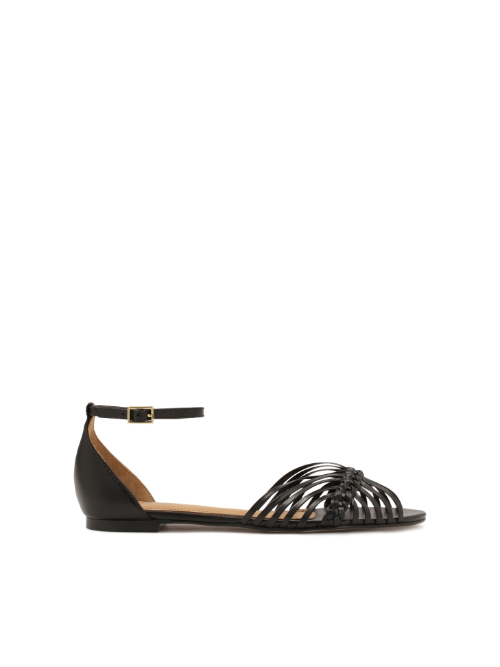 Flat sandals with built-in heel