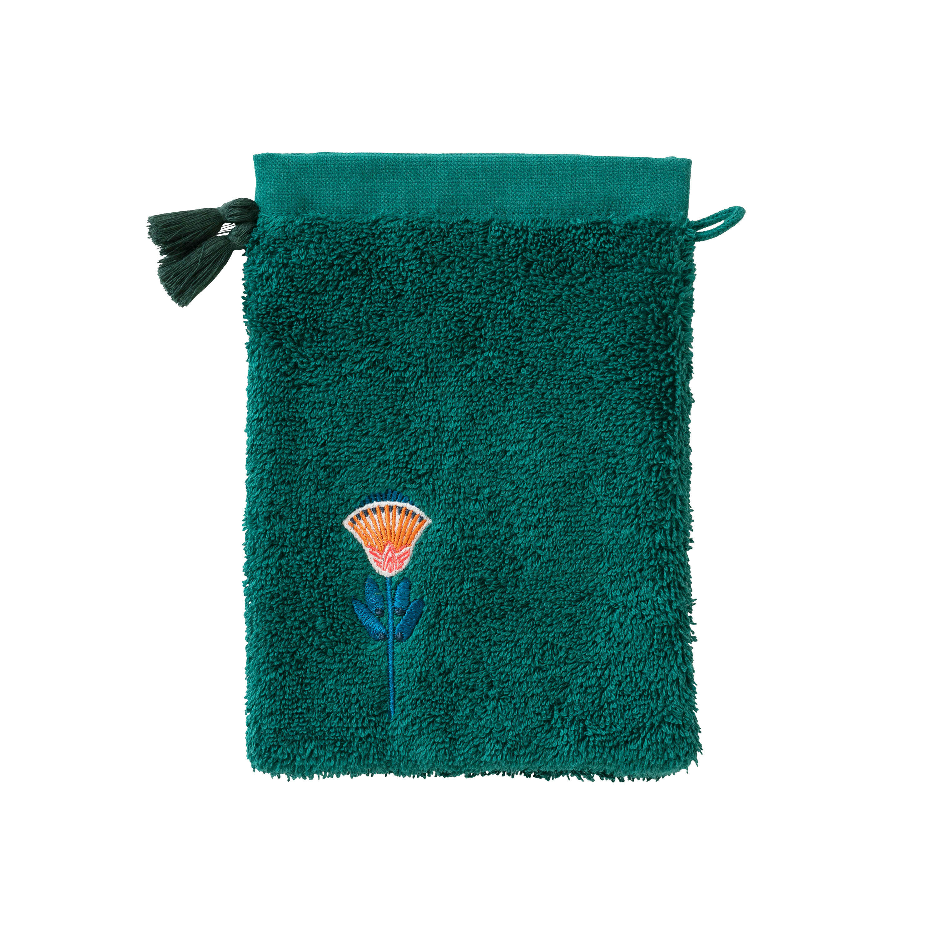 PAPYRUS - Gant de toilette coton bouclette brodé bleu 15 x 21 cm