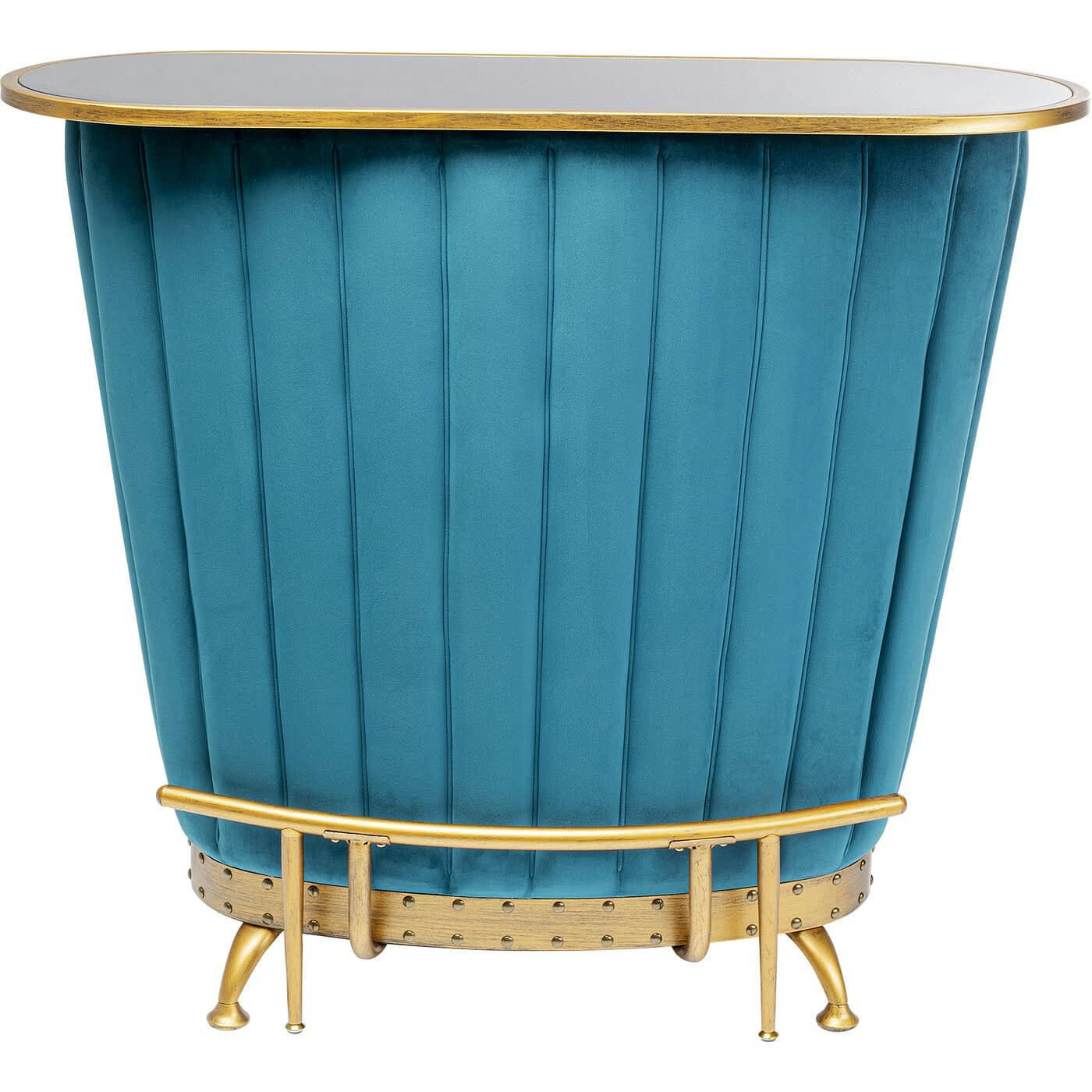 AFTER WORK - Bar velours bleu et acier doré