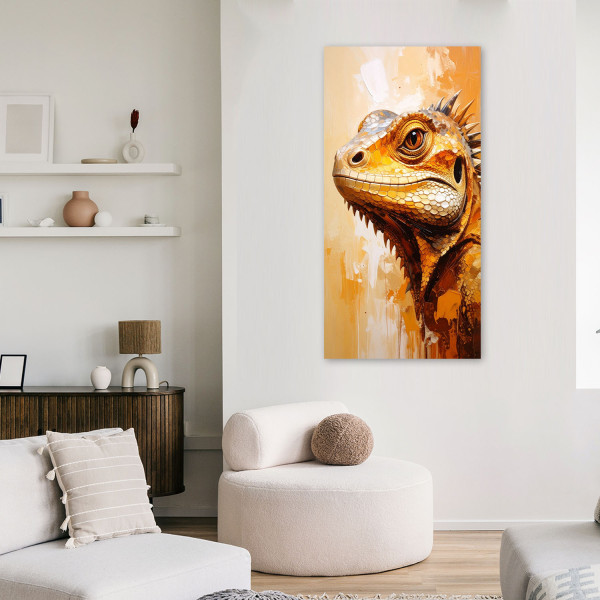 Feeby Obraz nowoczesny do salonu kuchni, Głowa jaszczurki Gady 40x80