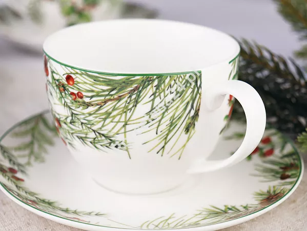 Komplet filiżanek ze spodkami 0,27 l / 15 cm (2 szt.)Duo - Christmas Leaves 15.CHLE.K2TD