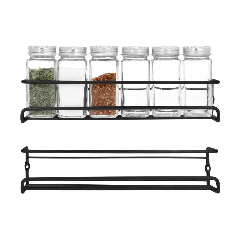 QUVIO Kruiden plank set van 2 - Metaal - Zwart