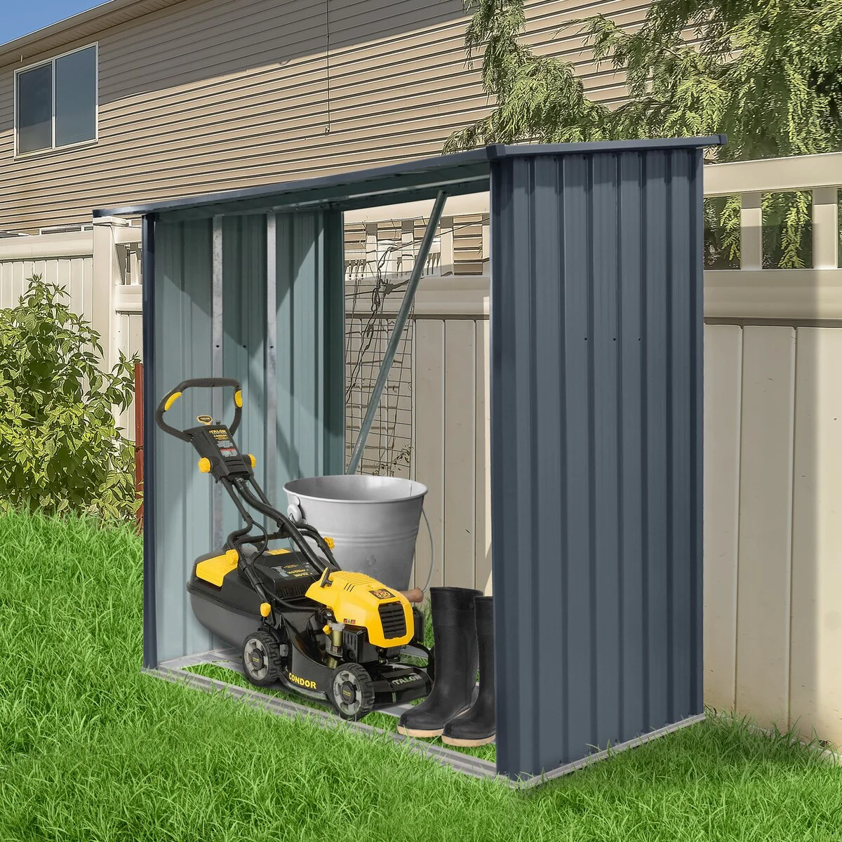 Outdoor Galvanized Steel Storage Shed Firewood Rack