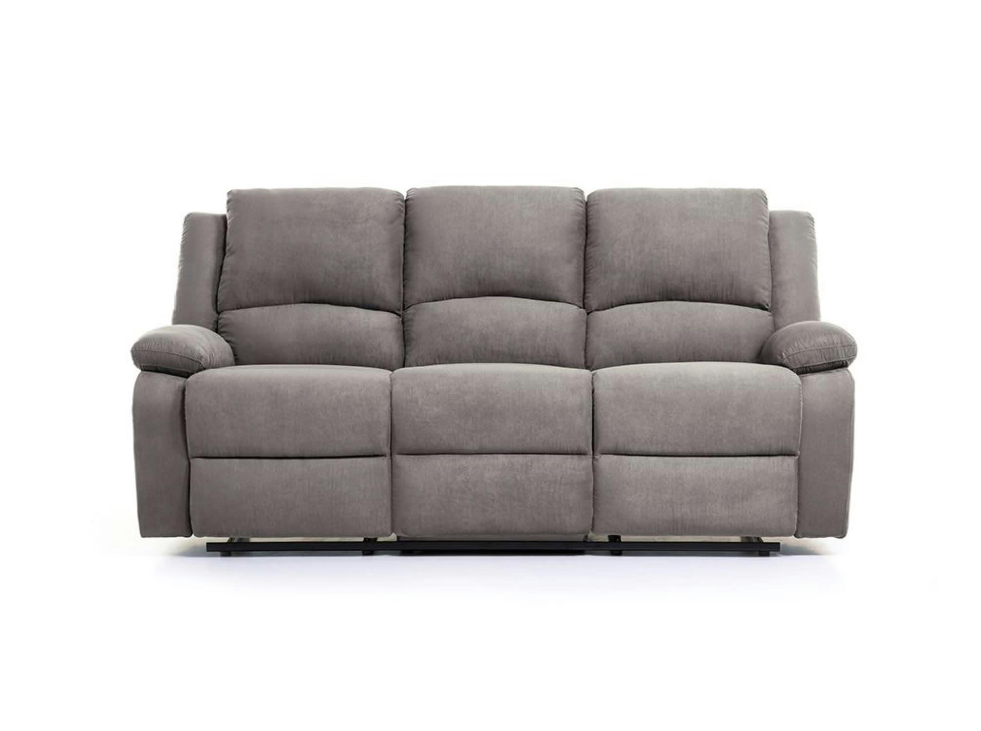 RELAXXO - Canapé Relaxation manuel LEO 3 places Microfibre - Gris