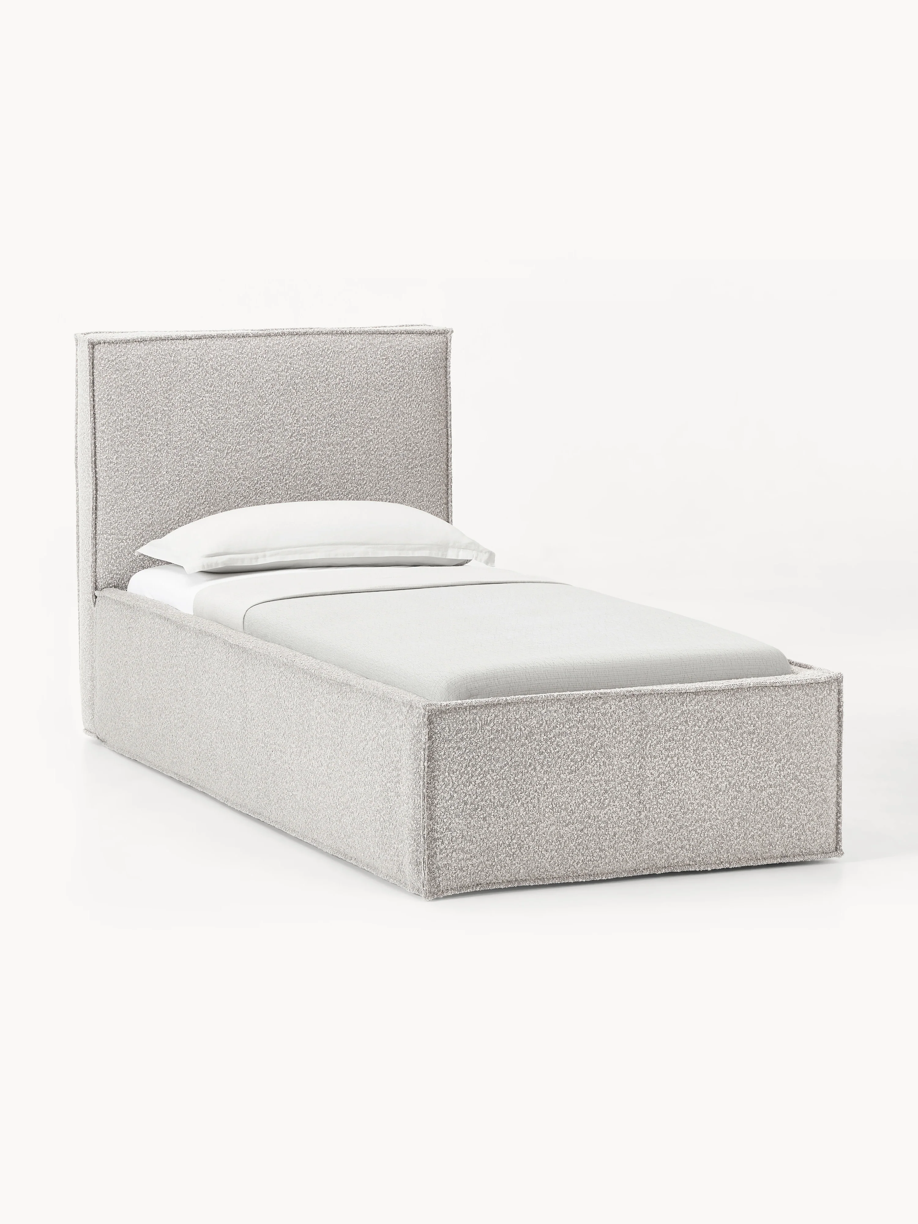 Bouclé-Einzelbett Dream mit Stauraum