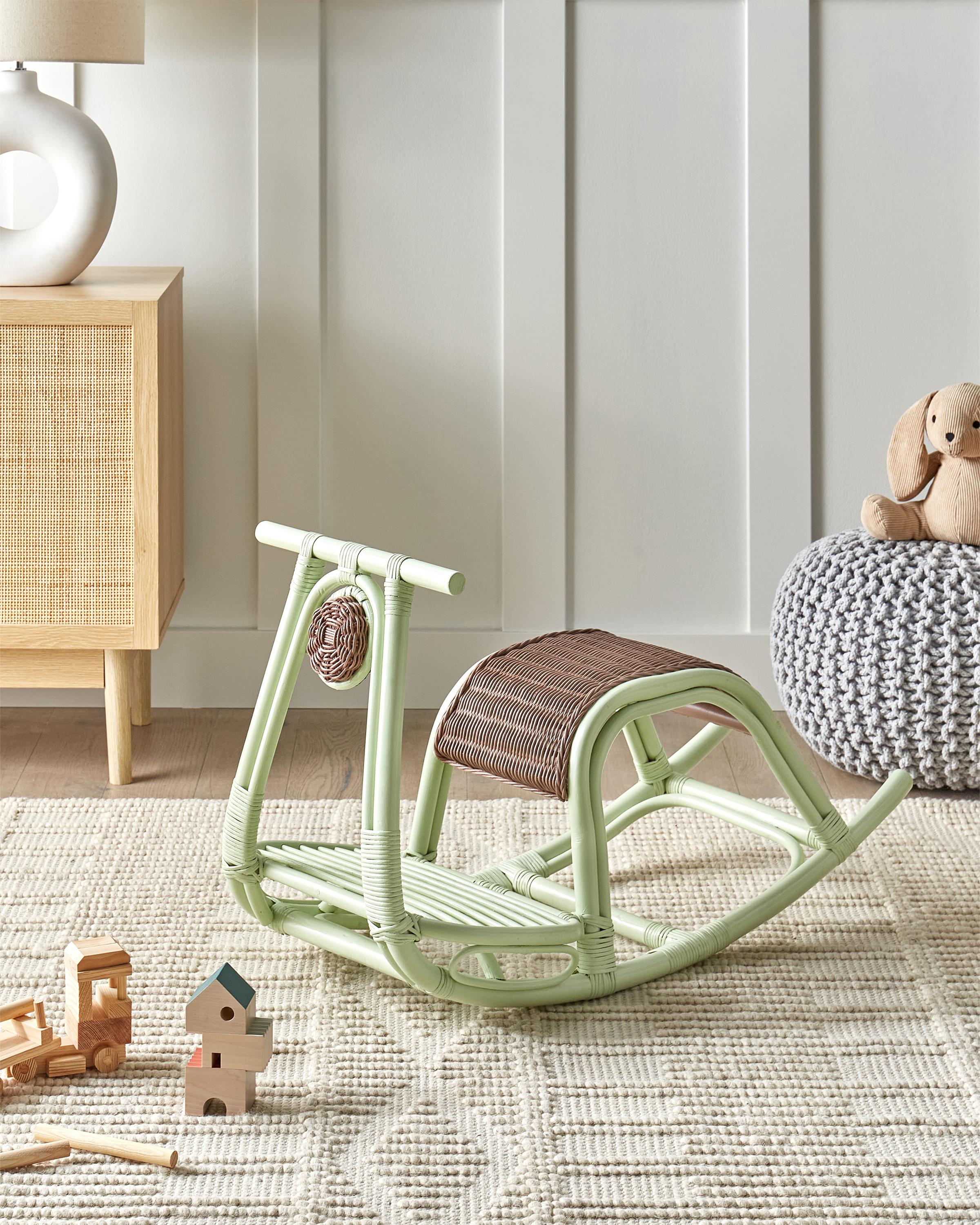 Kids Rocking Chair ASPRIA Rattan Light Green