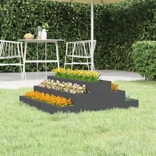 NNEVL Planter Grey 80x80x27 cm Solid Wood Pine