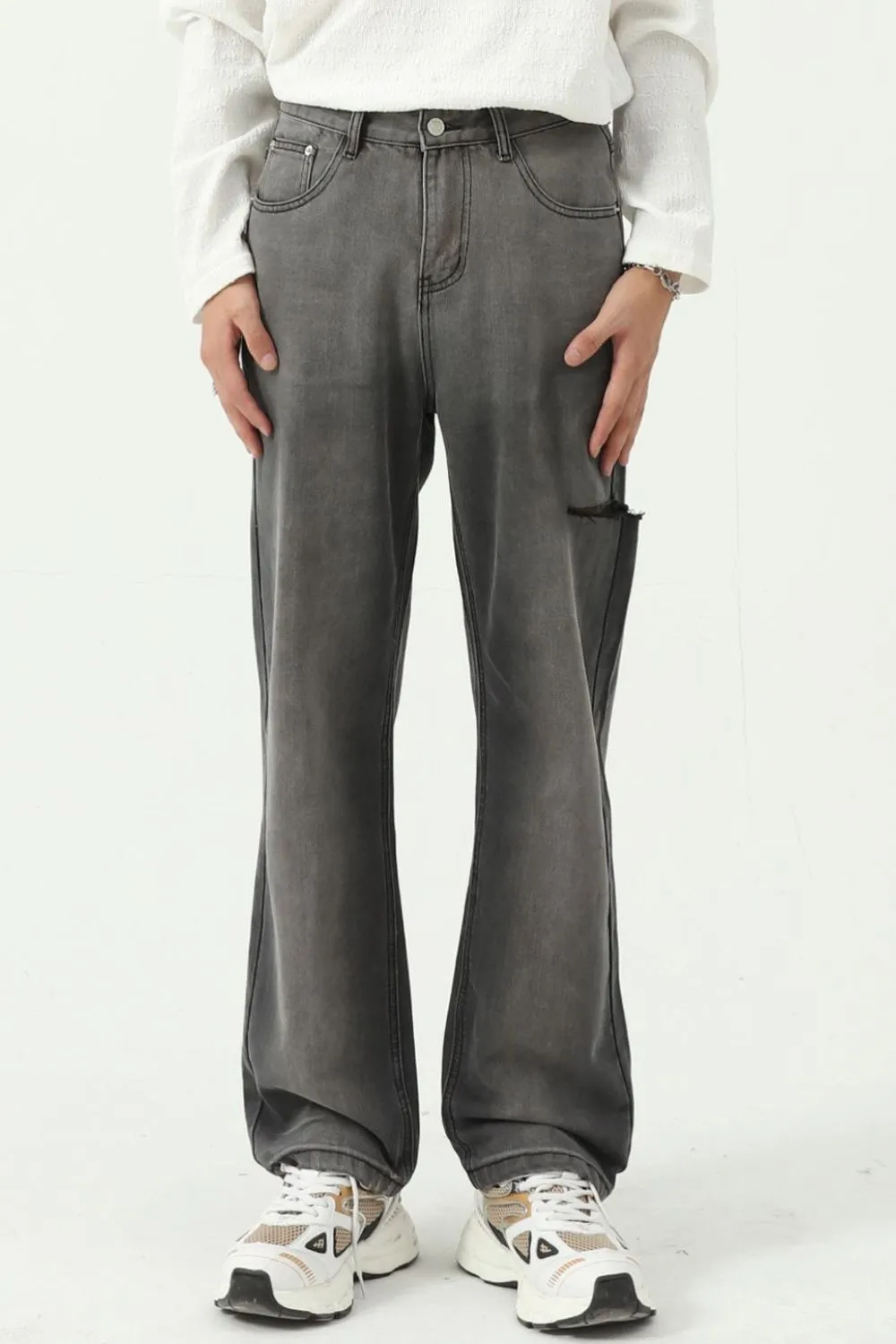 Wide Straight Men's Jeans with Pockets