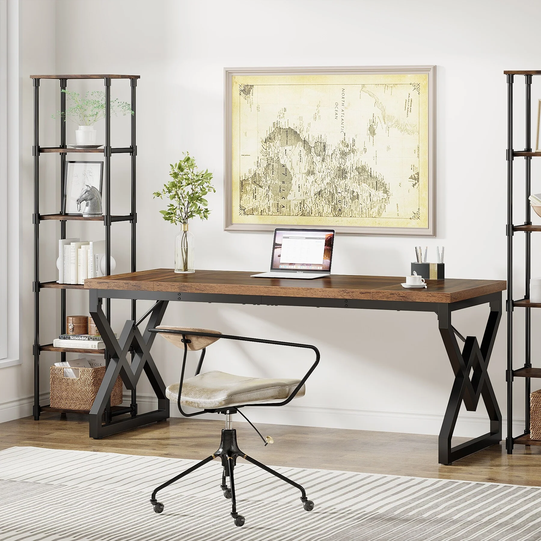 63-in Executive Desk, Larg Computer Desk for Home Office