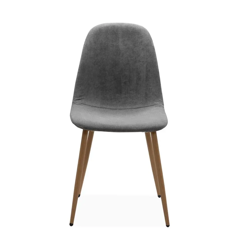 ANYA Set van 4 stoelen van grijze ribfluweel - Grijs - 50x43x83 cm