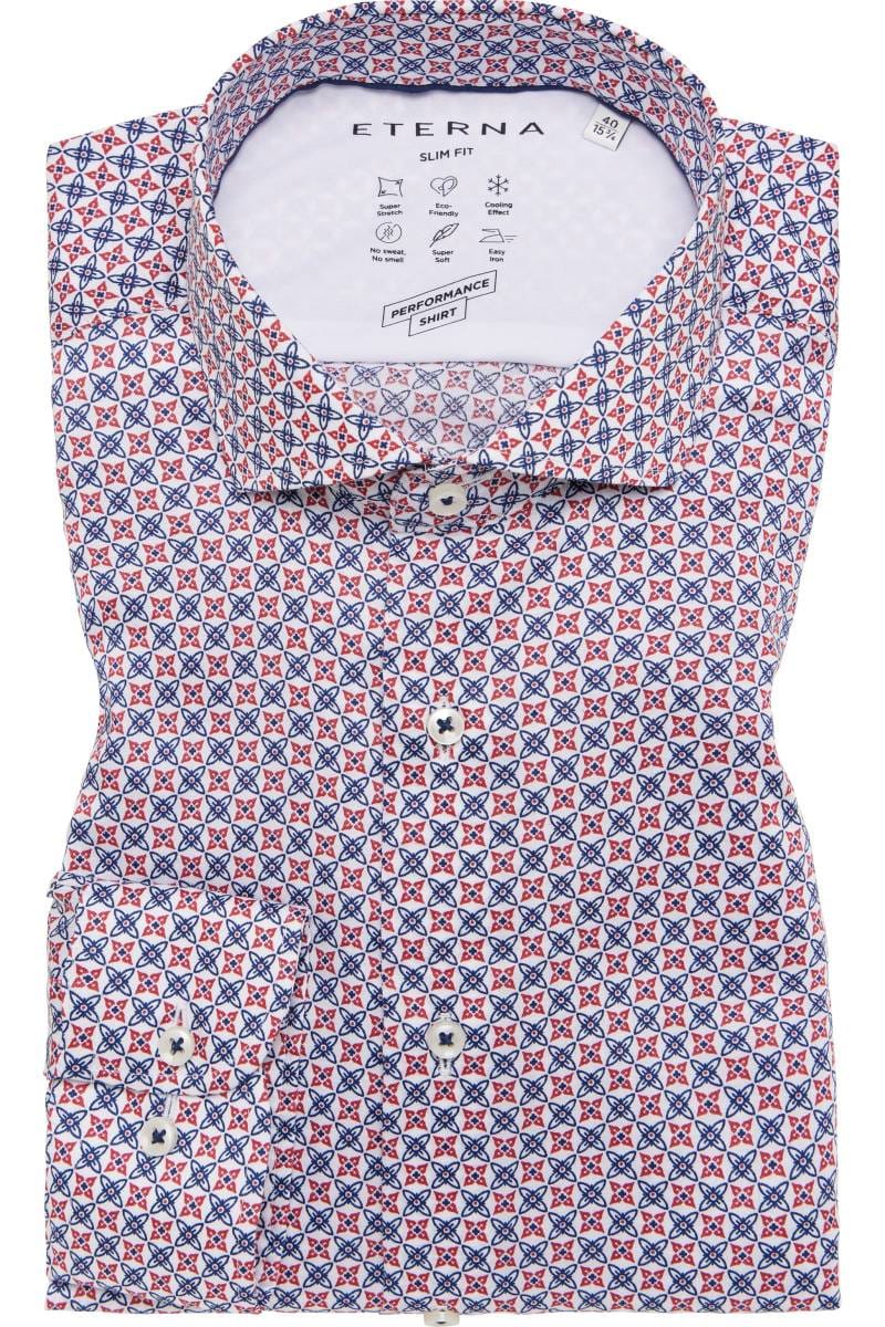 ETERNA Performance Slim Fit Tencel Hemd rot, Bedruckt