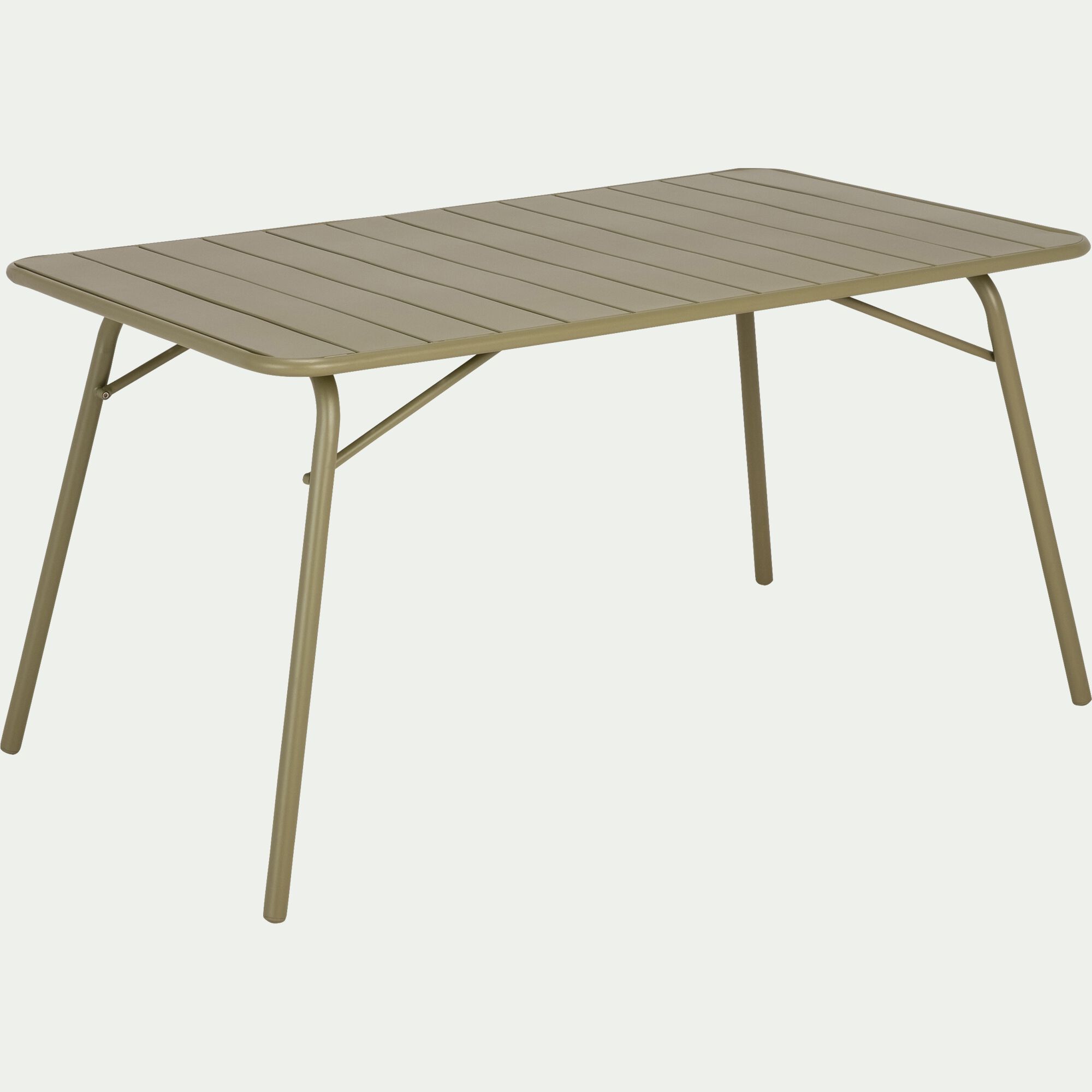 SOURIS - Table de repas jardin pliante rectangle en acier - vert kaki (6 places)