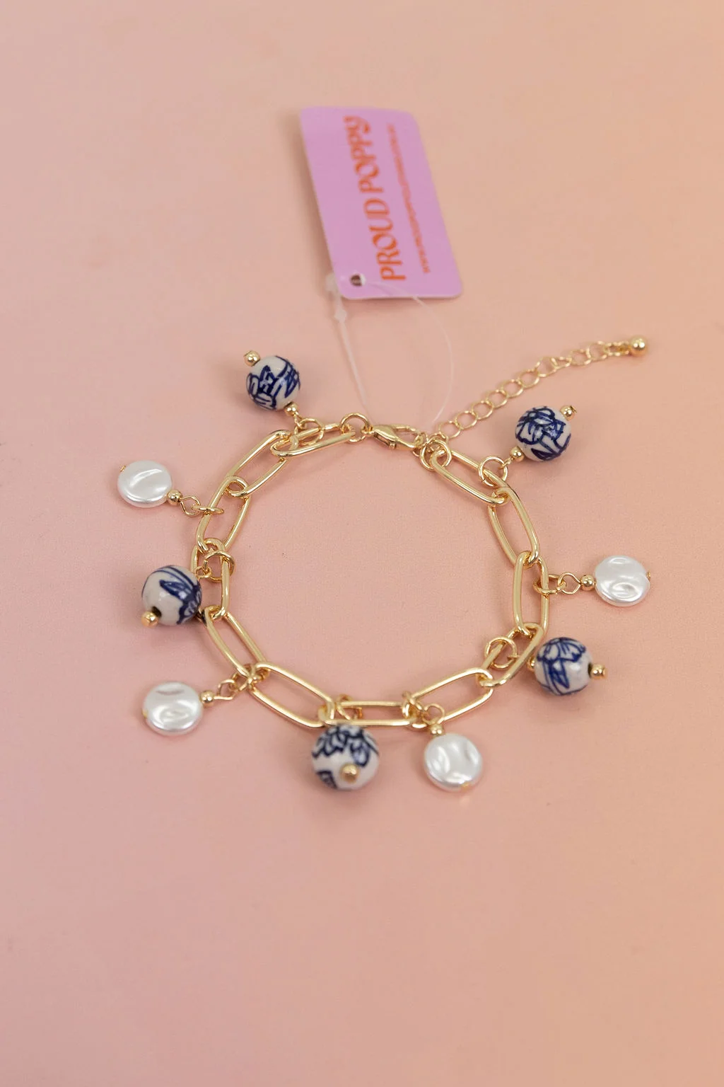 Porcalin Beaded Charm Bracelet