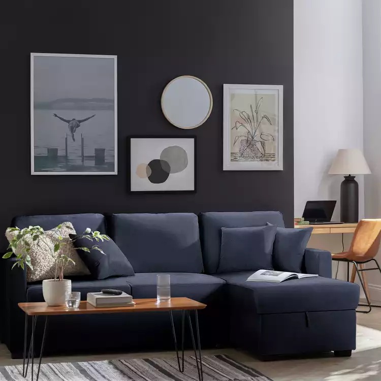 Habitat Reagan RH Storage Chaise Sofabed - Navy