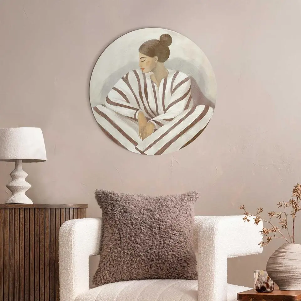 Glasschilderij Zen dame - &Oslash; 50 - Bruin