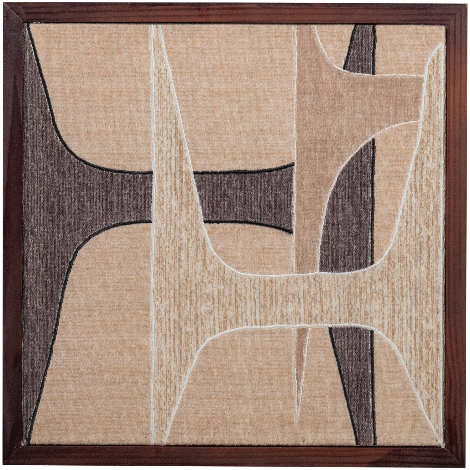 WOOOD wanddeco Anno - Katoen stof - Naturel/Bruin - 90x60x10